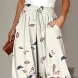 Damen Hosenrock Blumen Weites Bein Palazzohose Sommerhose Lange Hose Haremshose  – Bild 22