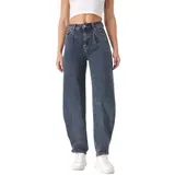 Damen Stretch Used-look Knöpfe Reissverschluss Jeans 4546 Ital-design In Blau – Bild 2