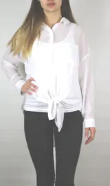 Damen Bluse weiß weich fallend als Knotbluse pflegeleicht Größe 34 bis 48 neu 05 – Bild 6