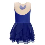 DE Kinder Mädchen Eiskunstlauf Kleid Strass Tanzkleid Gerafftes Ärmellos Trikot – Bild 12