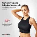 Bellivalini Sport Oberteile Damen Crop Top Geripptes Shirt Gym Yoga XS-XXL – Bild 3