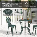 Bistroset 3-tlg. Balkonset Gartenmöbel Balkonmöbel Set Gussaluminium Antik Grün – Bild 7