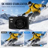 5K Digitalkamera Kompaktkamera mit 18X Digital Zoom 180 Klappdisplay 75MP +64gb – Bild 4