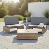 Gartenset in grau Sitzgarnitur + 2 Sessel + Tisch Gartenmöbel Lounge Poly Rattan – Bild 4