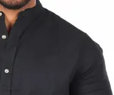 Herren Hemd Leinen Baumwoll Mix Carisma Stehkragen kurzarm regular fit 9337 – Bild 5