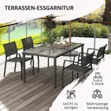 5 tlg. Sitzgruppe Gartenmöbel-Set, Gartengarnitur mit 1 Esstisch, 4 Stühlen Grau – Bild 7