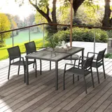 5 tlg. Sitzgruppe Gartenmöbel-Set, Gartengarnitur mit 1 Esstisch, 4 Stühlen Grau – Bild 3