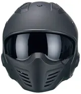 Motorradhelm Jethelm Helm RALLOX 726 matt schwarz ansteckbares Kinnteil S M L XL – Bild 2