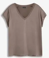 Damen Shirt taupe braun Kurzarm weich fallend glänzend schön Gr 36 - 54 neu 5125 – Bild 1