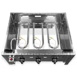 Edelstahl Gasbräter Gasgrill Gastrobräter Tischgrill 3 Flammen mit Stahlpfanne – Bild 3