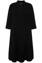 Ulla Popken Damen große Größen Midikleid Stehkragen V Ausschnitt 3 4 Arm – Bild 8