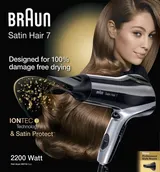 Braun SATIN HAIR 7 IONTEC Haartrockner 2200W HD 710 Solo Schwarz/Silber "NEU" – Bild 7