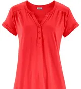 Damen Shirt rot Kurzarm + Bündchen + Knopfleiste V-Ausschnit Gr 36 - 58 neu 1536 – Bild 6