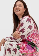Kleid rosa 44 Sheego Damen Maxikleid Mustermix Trompetenärmel UVP 149€ 4.9280 – Bild 3