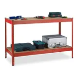 Werkbank Arbeitstisch Werkstatttisch Packtisch 2 Ebenen 600 kg rot Werktisch – Bild 1