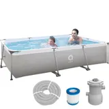 Frame Pool 300 x 207 x 65 Set Gartenpool Aufstellpool Schwimmbad grau mit Pumpe – Bild 1