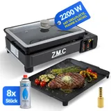 ZMC 2in1 Gasgrill Tischgrill Campingkocher 2,2kW mit 8x Gas + Adapter mit Pfanne – Bild 1