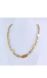 Herren Kette Gold 750 vergoldet 18K Edelstahl Plattenkette Steigbügelkette K485D – Bild 7
