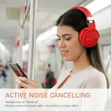 BLUETOOTH WIRELESS NOISE CANCELLING KOPFHÖRER MIT MIKROFON. DEEP BASS. 30 STUNDEN ROT – Bild 8