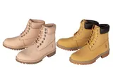 ESMARA Damen Schnürstiefel Boots Stiefeletten mit Cambrelle Futter Rosa & Camel – Bild 4