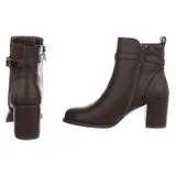 Damen Stiefeletten mit Reißverschluss Ital-Design 6689 in Braun – Bild 5