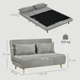 Schlafsofa, Klappbett mit Bettfunktion, Rückenkissen, Polstersofa mit Samtoptik – Bild 4