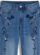 Damen Strech Jeans blue bleeched Stickerei Slim Fit Umschlag 36 bis 54 neu 72315 – Bild 13
