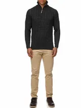 Indicode Herren Strickpullover INHector-Pullover Pulli Stehkragen Reißverschluss – Bild 6