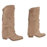Damen Bikerschuhe mit Reißverschluss Ital-Design 6555 in Hellbraun – Bild 4