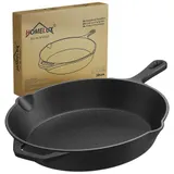 Gusseisen Pfanne Induktion Ø 16-30cm Eingebrannt Grillpfanne BBQ Bratpfanne Set – Bild 3