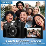 4K 75MP 16X Digitalkamera Autofokus Digitalzoom Kamera 180 Klappdisplay Geschenk – Bild 2