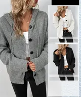 Damen V-Ausschnitt Strickjacke Herbst Winter Langarm Loose Cardigan Pullover – Bild 3
