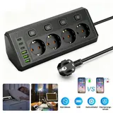 Steckdosenleiste 4-Fach 3 USB 3 Typ-C Mehrfachsteckdose mit Stecker und Schalter – Bild 4