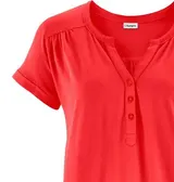 Damen Shirt rot Kurzarm + Bündchen + Knopfleiste V-Ausschnit Gr 36 - 58 neu 1536 – Bild 9