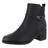 Damen Stiefeletten mit Dekoschnallen Ital-Design 0108 in Schwarz – Bild 7