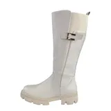 Damen Stiefel Übergangstiefel Leicht Gefüttert Blockabsatz Leder-Optik 36 38 39 – Bild 5