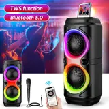 BLUETOOTH 5.0 LAUTSPRECHER RGB SUBWOOFER MUSIKBOX BOOMBOX PARTY LED MIT MIKROFON – Bild 10