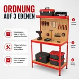 Werkbank 140x90x48cm Werktisch Arbeitstisch Werkzeugbank Lochwand Werkzeug Tisch – Bild 6