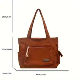 Cord Umhängetasche Damen Retro Handtasche Einfarbig Shopper Tasche Alltag – Bild 6