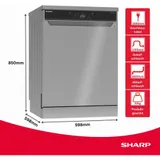 Sharp Freistehender Geschirrspüler 60 cm Edelstahl 14 Maßgedecke AquaStop A – Bild 11