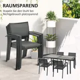 5 tlg. Sitzgruppe Gartenmöbel-Set, Gartengarnitur mit 1 Esstisch, 4 Stühlen Grau – Bild 5