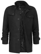 Indicode Herren Kurzmantel Brandon-Herrenmantel Wollmantel Parka Stehkragen – Bild 1