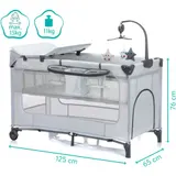 Fillikid Reisebett Capri grau 125x65 cm mit Rollen Transporttasche bis 15 kg – Bild 4