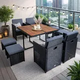 Polyrattan Sitzgruppe Gartenmöbel Set Rattanmöbel 8 Personen Gartenset Schwarz – Bild 1