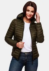 Marikoo Samtpfote Damen Jacke Steppjacke Frühling Übergangsjacke gesteppt Kapuze – Bild 3