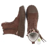 Damen High-Top Sneaker mit Lochschnürung Ital-Design 5534 in Braun – Bild 2