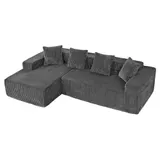 Ecksofa Wohnlandschaft mit Schlaffunktion - Cord Stoff - L-Form Couch Modulsofa – Bild 2