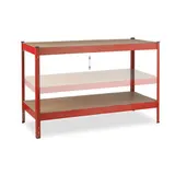 Werkbank Arbeitstisch Werkstatttisch Packtisch 2 Ebenen 600 kg rot Werktisch – Bild 6