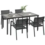 5 tlg. Sitzgruppe Gartenmöbel-Set, Gartengarnitur mit 1 Esstisch, 4 Stühlen Grau – Bild 1
