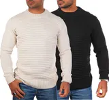 Herren Strickpullover einfarbig Carisma gerippte uni Längsstreifen Basic 7828 – Bild 5